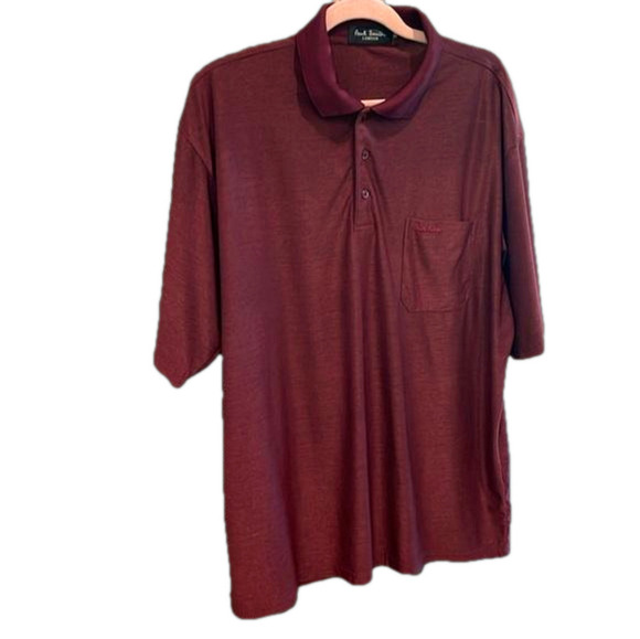 Paul Smith XXL maroon 3 button  one pocket short sleeve polo shirt - Picture 1 of 5